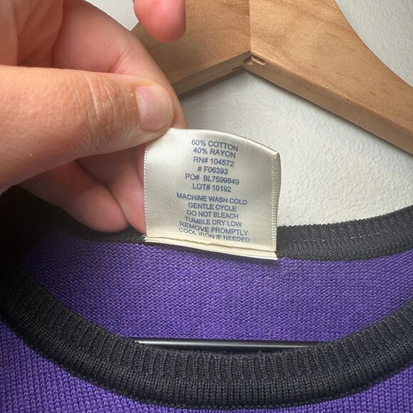 Bedford Fair Women's Striped Crewneck Sweater Top Purple Size Medium - Picture 4 of 5